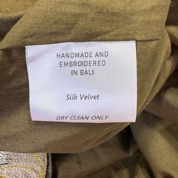 RARE Chasing Unicorns Movin’ Moving On Up Silk Velvet Jacket Olive Green Large - Picture 13 of 14